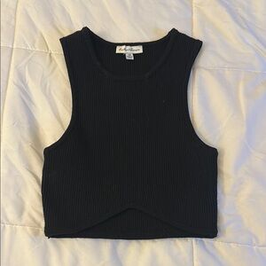 Black Ribbed Crop Top